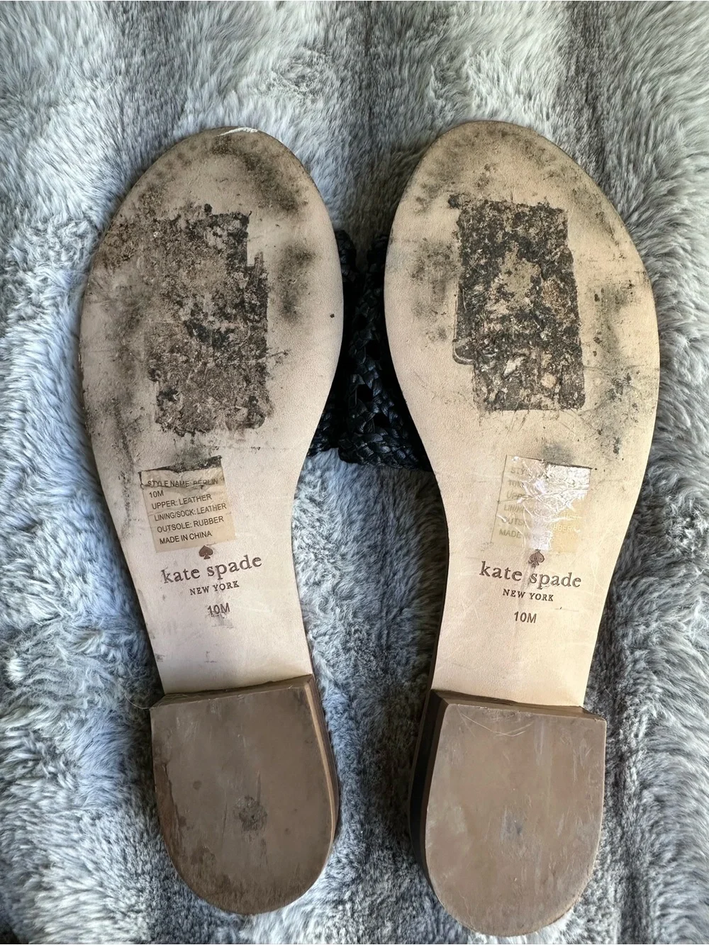 Kate Spade New York Berlin Black Woven Leather Slide Sandal